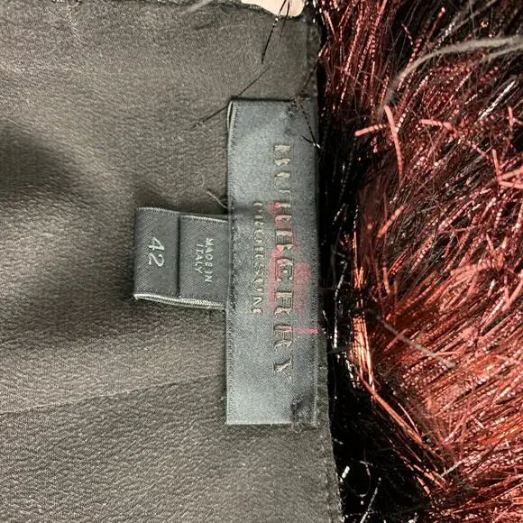 BURBERRY PRORSUM Fall 2012 Size 6 Cherry & Black Polyamide / Silk Stripe Skirt - Picture 6 of 7